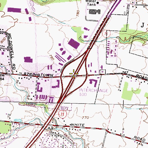 Topographic Map of Interchange 100, OH