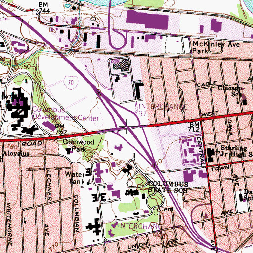 Topographic Map of Interchange 97, OH