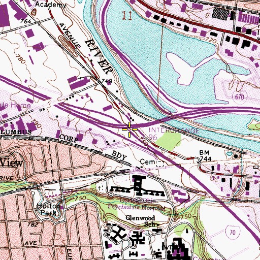 Topographic Map of Interchange 96, OH