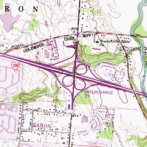 Topographic Map of Interchange 27, OH