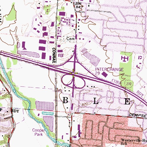 Topographic Map of Interchange 29, OH