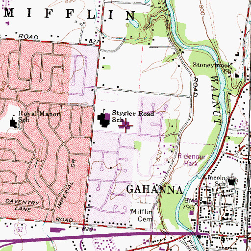 Topographic Map of Chapelfield Elementary School, OH