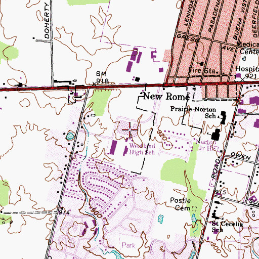 Topographic Map of Westland High School, OH