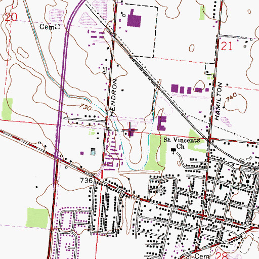 Topographic Map of Glendening Elementary School, OH
