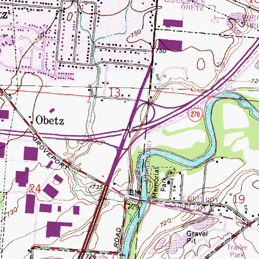 Topographic Map of Interchange 99, OH
