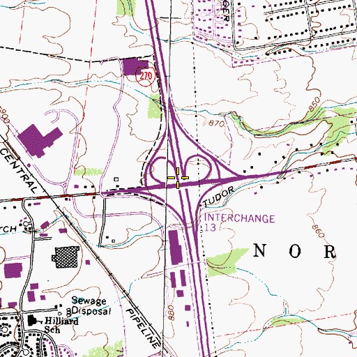 Topographic Map of Interchange 13, OH