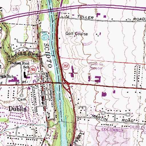 Topographic Map of Village Square Shopping Center, OH