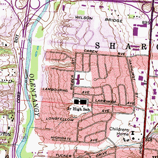 Topographic Map of Worthington Estates Elementary School, OH