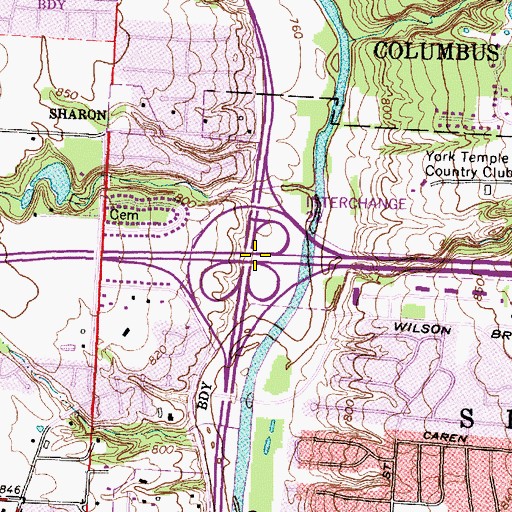 Topographic Map of Interchange 22, OH