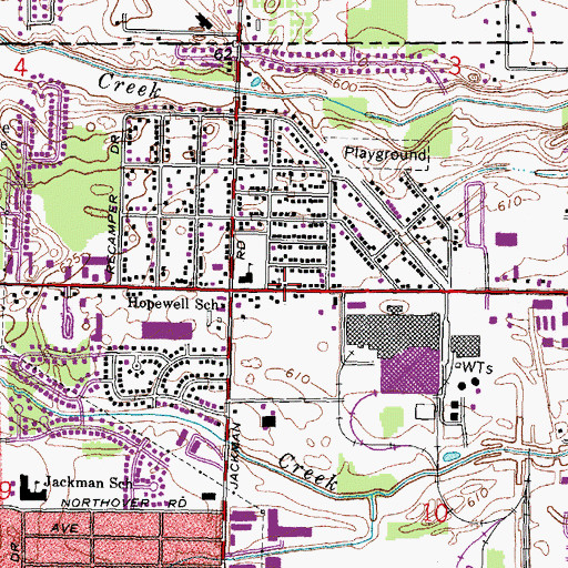 Topographic Map of Hopewell Wesleyan Christian Church, OH