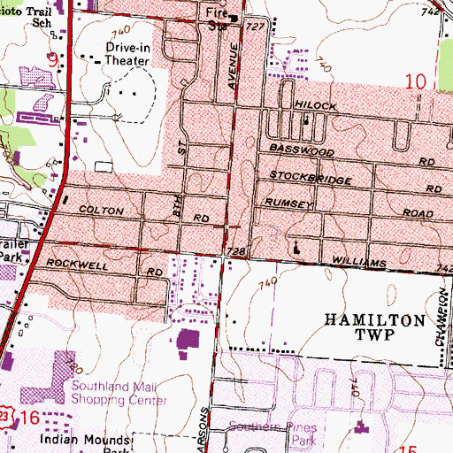 Topographic Map of Parsons Avenue Church of Christ, OH