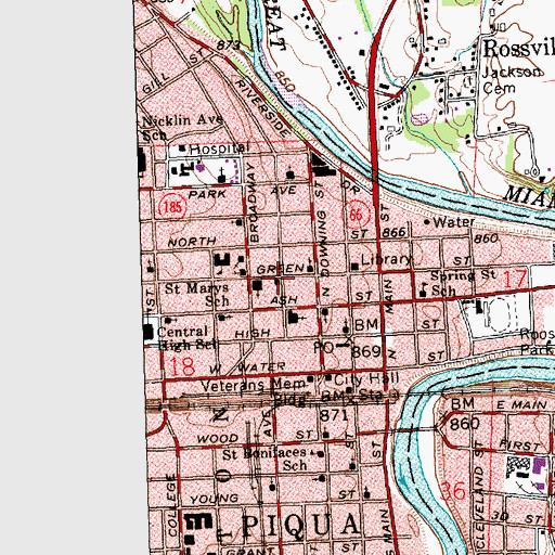 Topographic Map of Greene Street United Methodist Church, OH