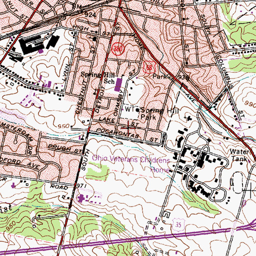 Topographic Map of Southside Church of God, OH