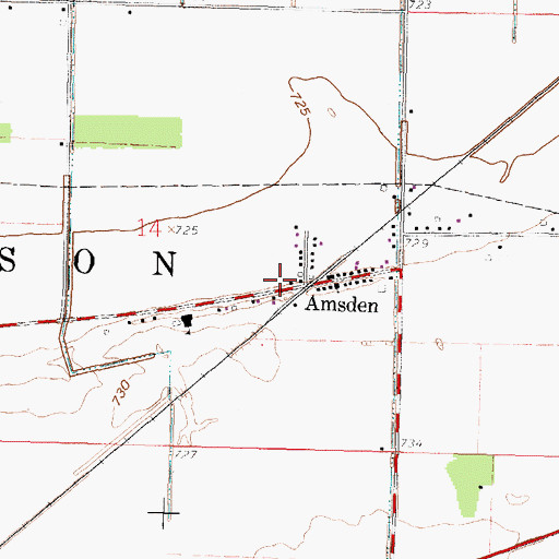 Topographic Map of Amsden, OH