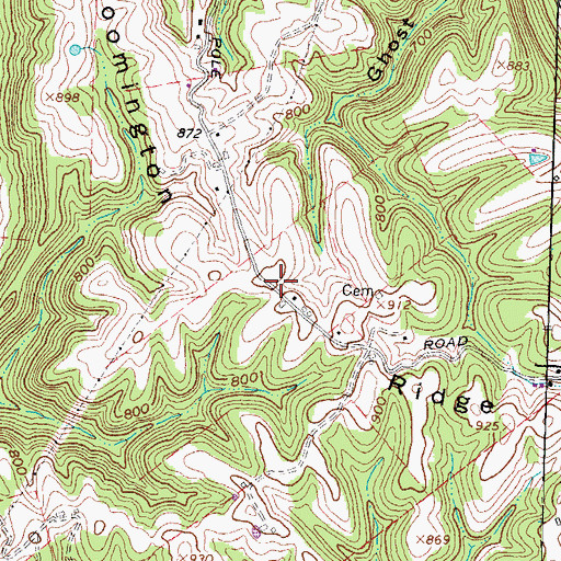 Topographic Map of Bloomington Ridge, OH