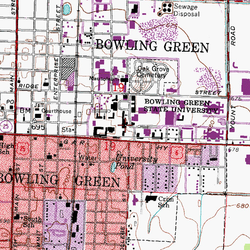 Topographic Map of Bowling Green State University, OH