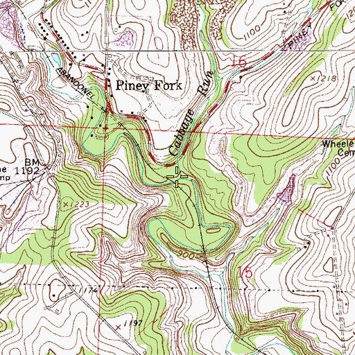 Topographic Map of Cabbage Run, OH