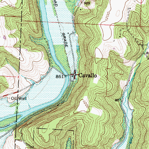 Topographic Map of Cavallo, OH