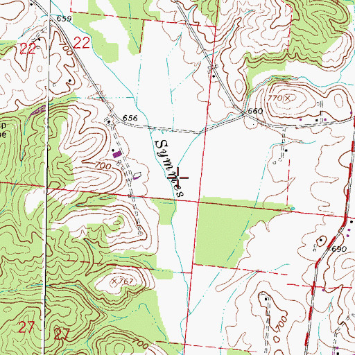 Topographic Map of Cherry Fork, OH