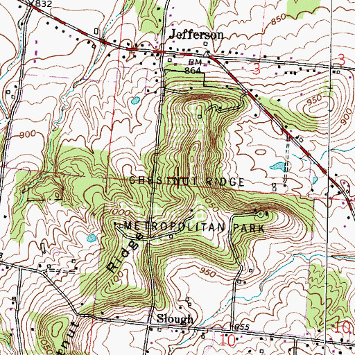 Topographic Map of Chestnut Ridge Park, OH