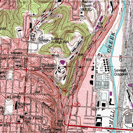 Topographic Map of Cincinnati Christian University, OH