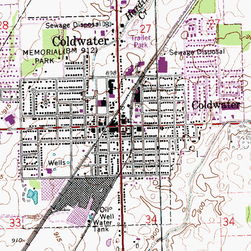 Topographic Map of Coldwater, OH