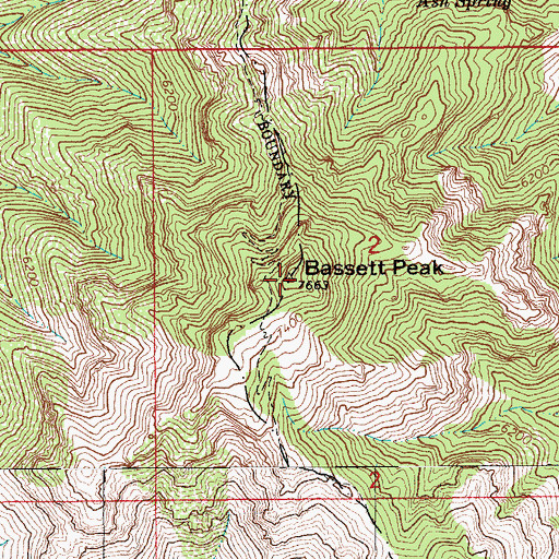 Topographic Map of Bassett Peak, AZ