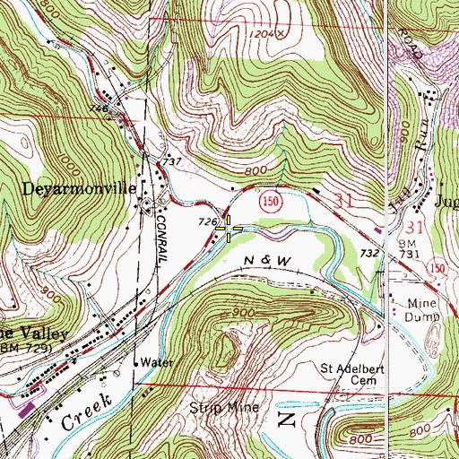 Topographic Map of Dry Fork, OH