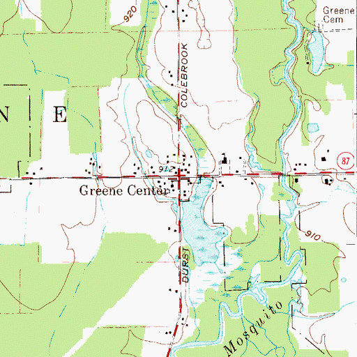 Topographic Map of Greene Center, OH