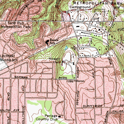 Topographic Map of Hywett Hall, OH
