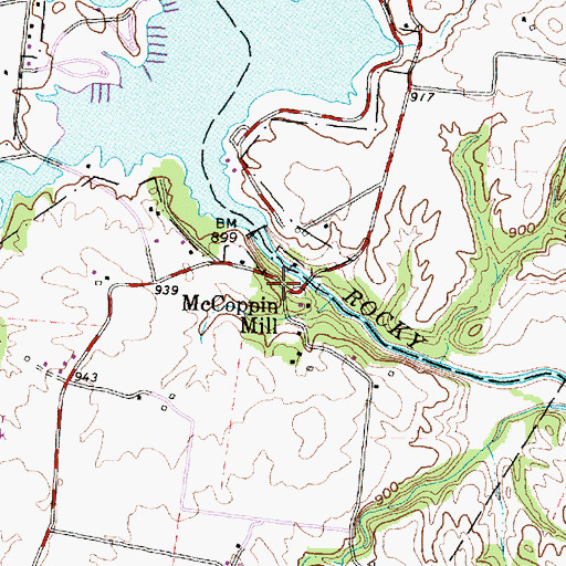 Topographic Map of McCoppin Mill, OH