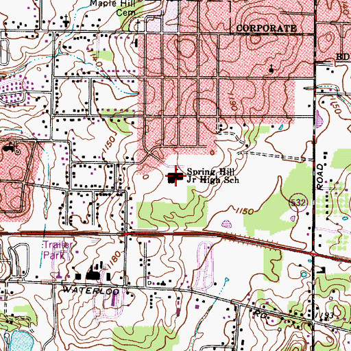 Topographic Map of Spring Hill Elementary School, OH