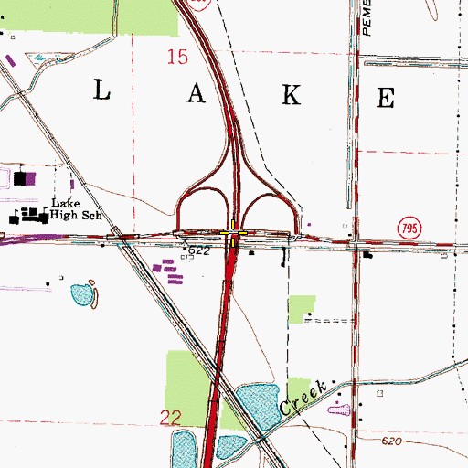 Topographic Map of Interchange 2, OH