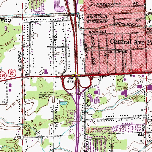 Topographic Map of Interchange 13, OH