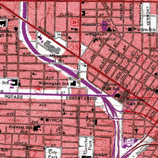 Topographic Map of Interchange 202B, OH