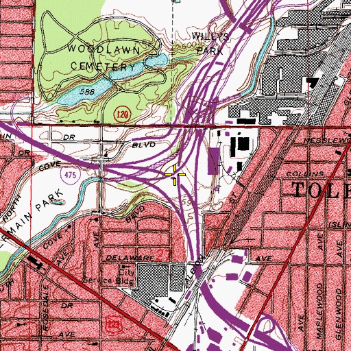 Topographic Map of Interchange 20B, OH
