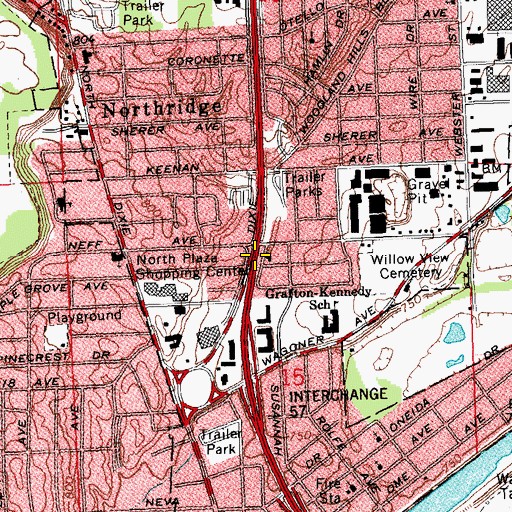 Topographic Map of Interchange 58, OH