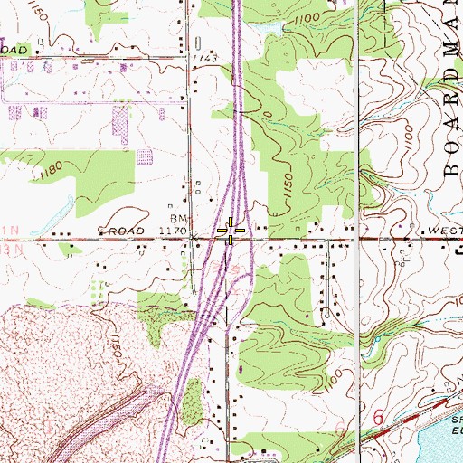Topographic Map of Interchange 14, OH