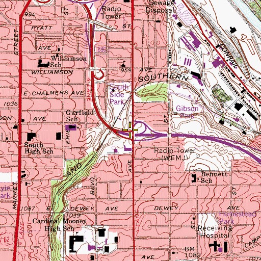 Topographic Map of Interchange 7, OH