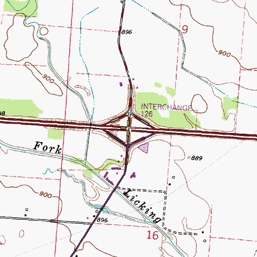 Topographic Map of Interchange 126, OH