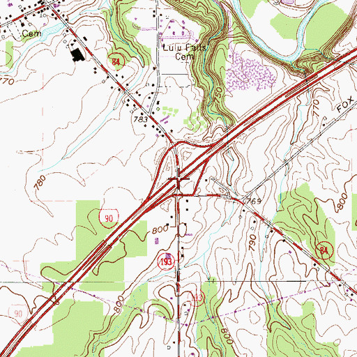 Topographic Map of Interchange 235, OH