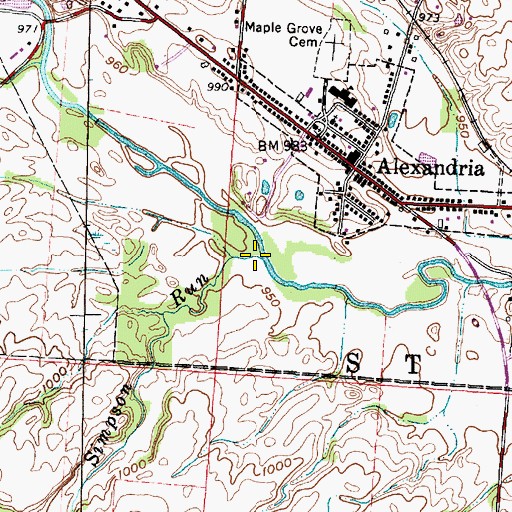 Topographic Map of Simpson Run, OH