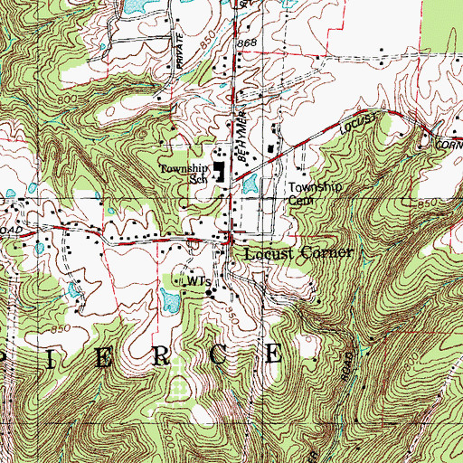 Topographic Map of Locust Corner, OH
