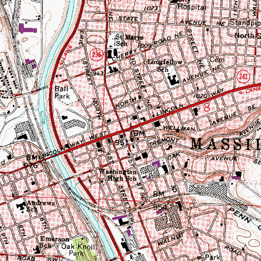 Topographic Map of Massillon, OH