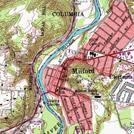 Topographic Map of Milford, OH
