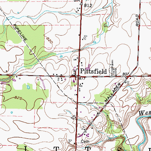 Topographic Map of Pittsfield, OH
