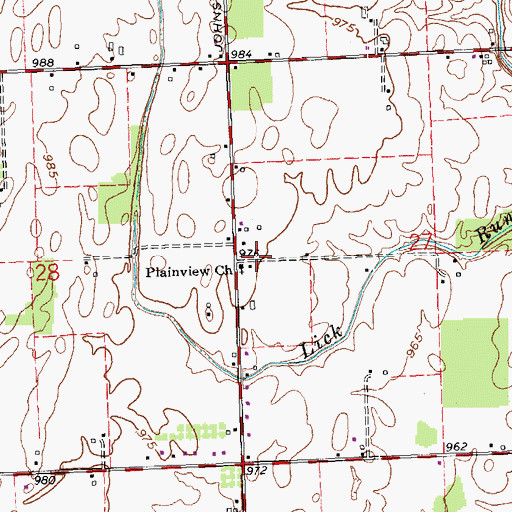 Topographic Map of Plainview Church, OH
