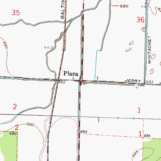 Topographic Map of Plaza, OH