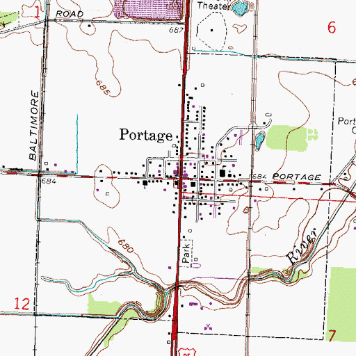 Topographic Map of Portage, OH