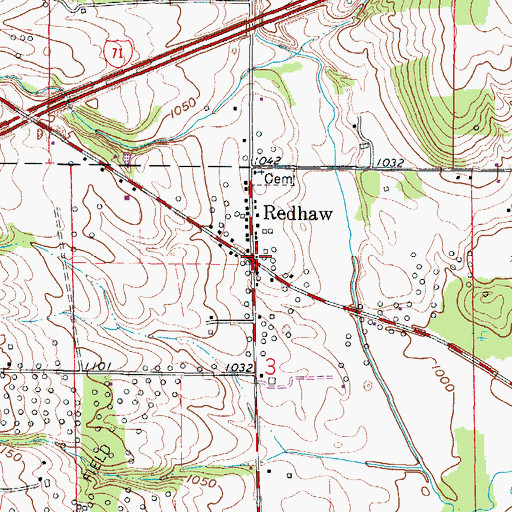 Topographic Map of Redhaw, OH
